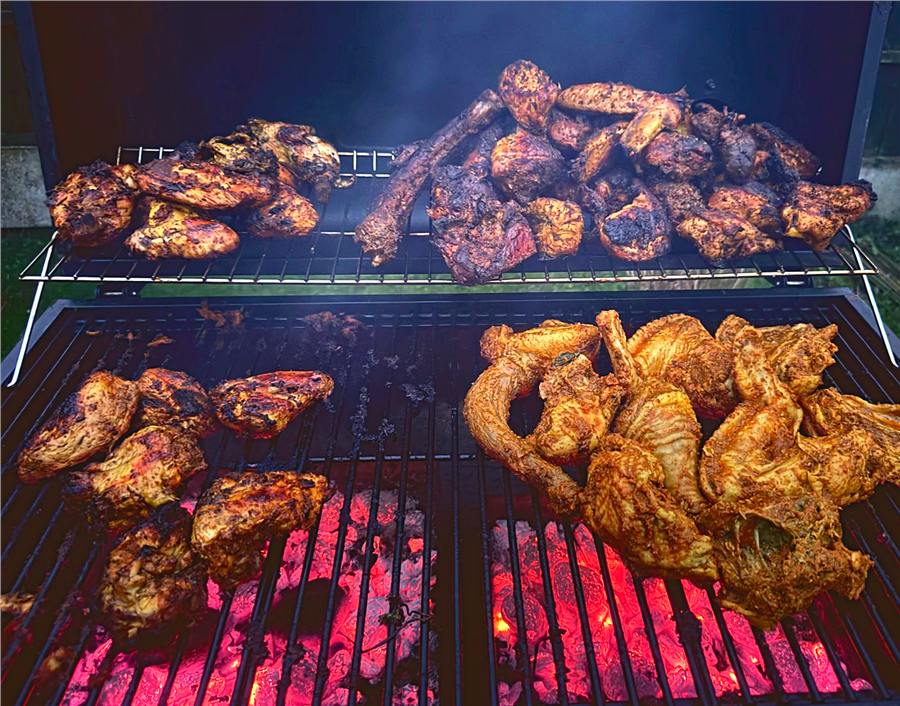 Charcoal grill flames